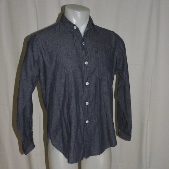 Post O'Alls Overalls Blue Pin Dot Collared Buttoned Down Shirt M - Picture 6 of 11